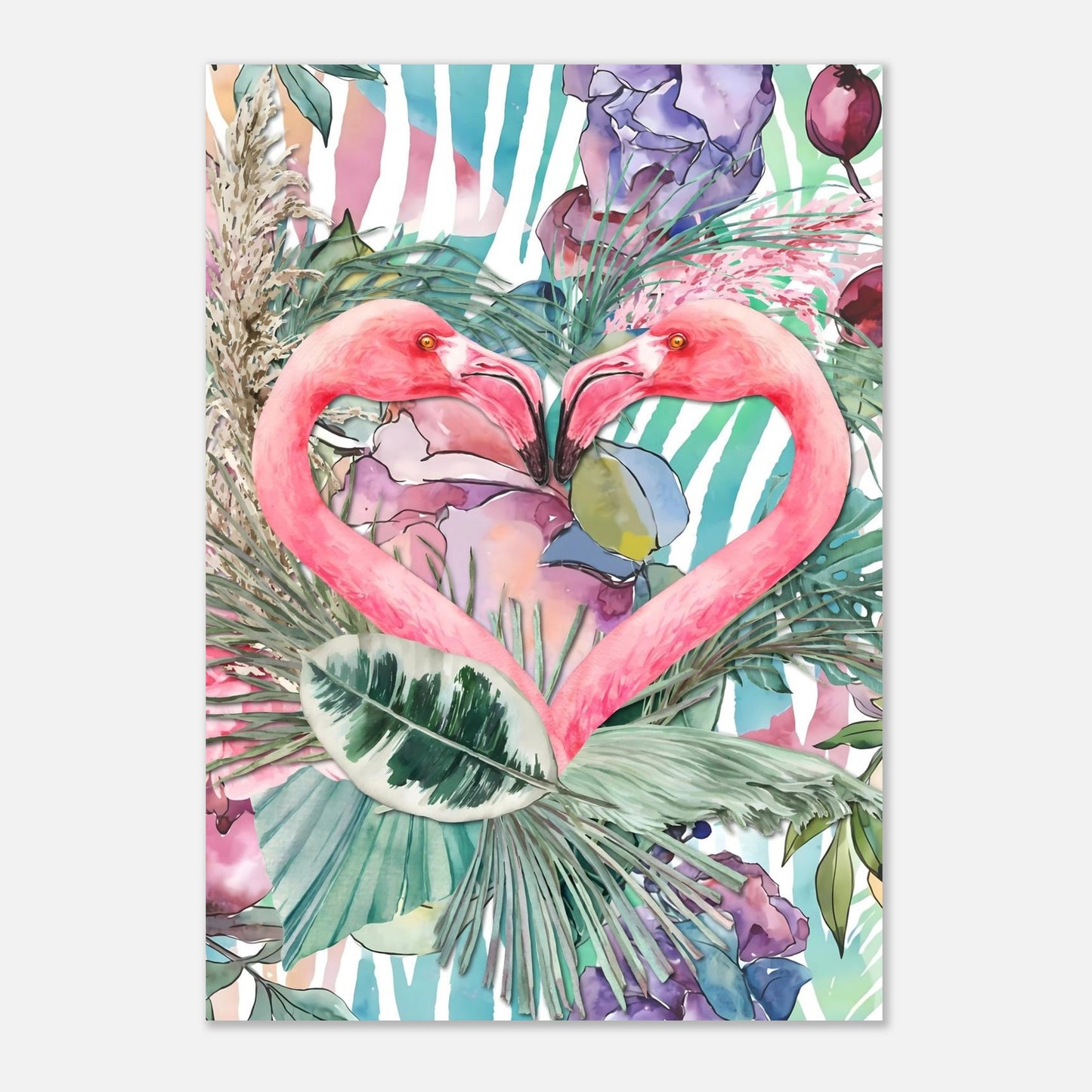 Flamingo Love Tropical Wall Art Poster