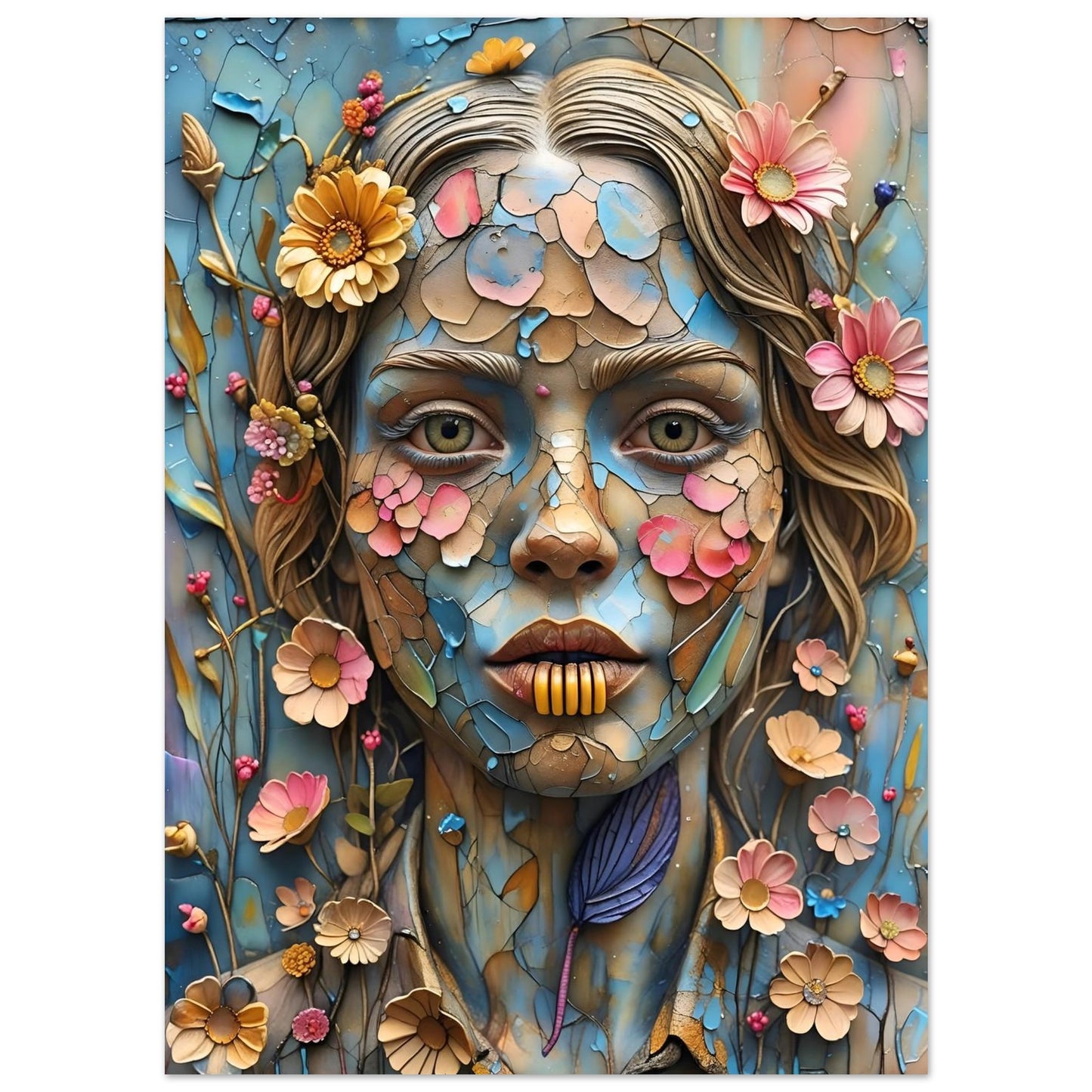 Bloom & Fracture Surreal Portrait Wall Art Poster 13x18 cm 5x7″