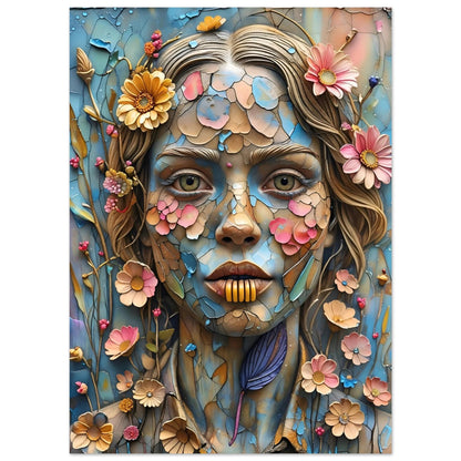 Bloom & Fracture Surreal Portrait Wall Art Poster 13x18 cm 5x7″