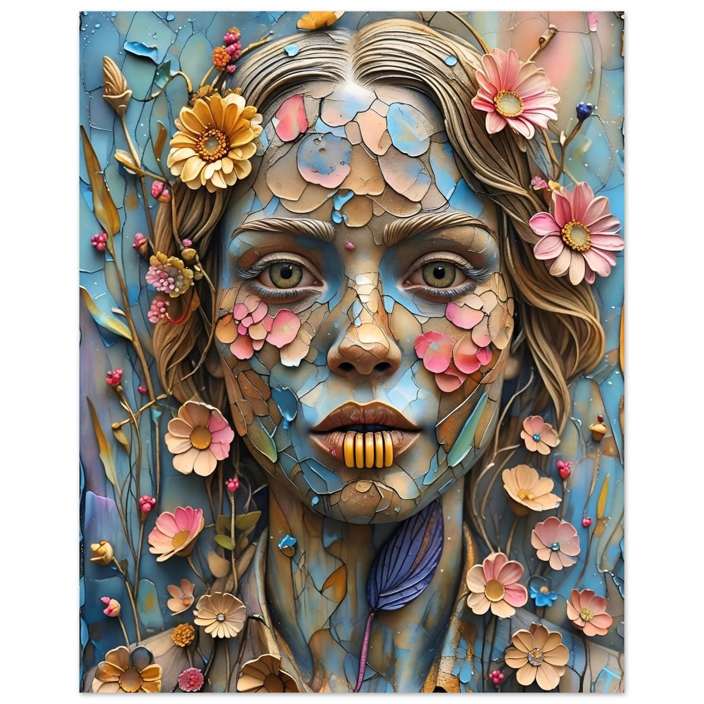 Bloom & Fracture Surreal Portrait Wall Art Poster 20x25 cm 8x10″