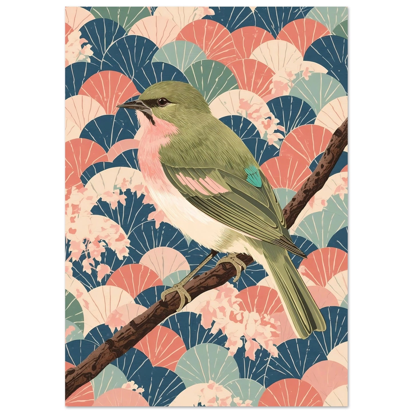 Songbird Serenity Japanese Art Wall Poster A3 (29.7 x 42 cm)