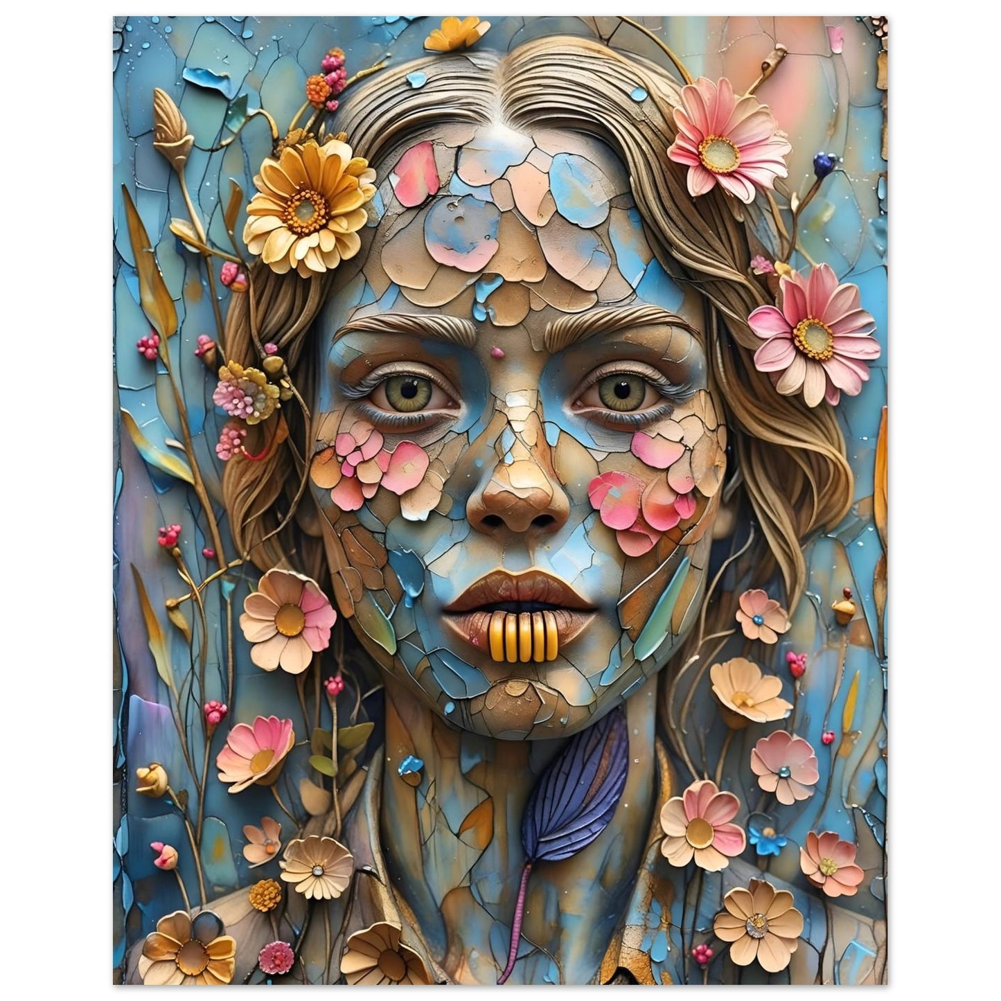 Bloom & Fracture Surreal Portrait Wall Art Poster 40x50 cm 16x20″