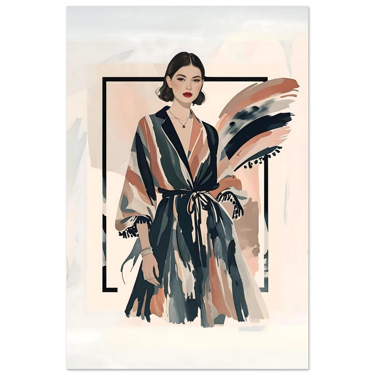 Kimono Chic Fashion Illustration Wall Art Poster 30x45 cm 12x18″
