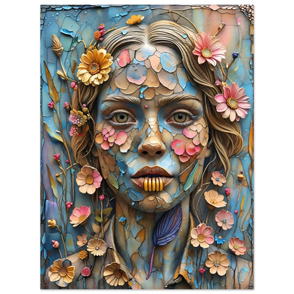 Bloom & Fracture Surreal Portrait Wall Art Poster 75x100 cm 30x40″