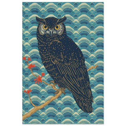 Night Watch Owl Japanese Art Wall Poster 60x90 cm 24x36″