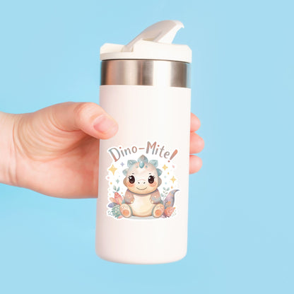 Dino-Mite Pastel Dinosaur | Kawaii Dino | White Vinyl | Die-Cut Sticker