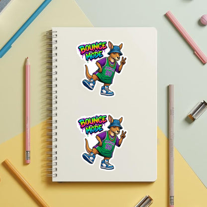 Bounce Mode Cool Kangaroo | 90s Streetwear | White Vinyl | Die-Cut Sticker
