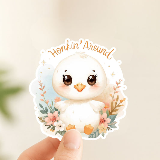 Honkin' Around Goose | Farm Animal | White Vinyl | Die-Cut Sticker