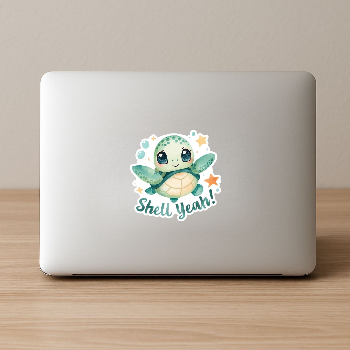 Shell Yeah! Sea Turtle | Ocean Life | White Vinyl | Die-Cut Sticker