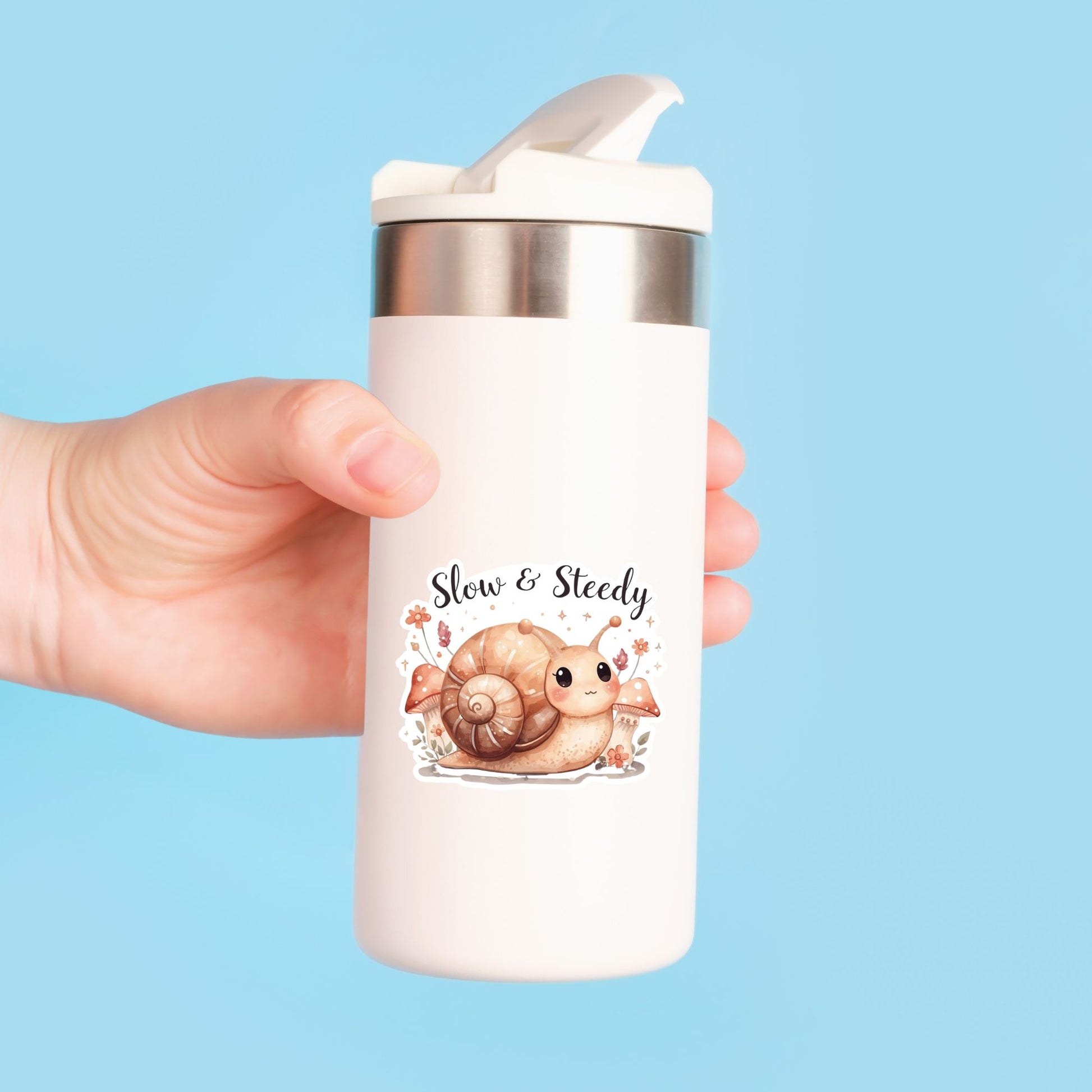 Slow & Steady Snail | Motivational | White Vinyl | Die-Cut Sticker