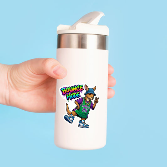 Bounce Mode Cool Kangaroo | 90s Streetwear | White Vinyl | Die-Cut Sticker