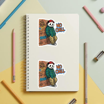 No Chill Streetwear Panda | Urban Graffiti | White Vinyl | Die-Cut Sticker