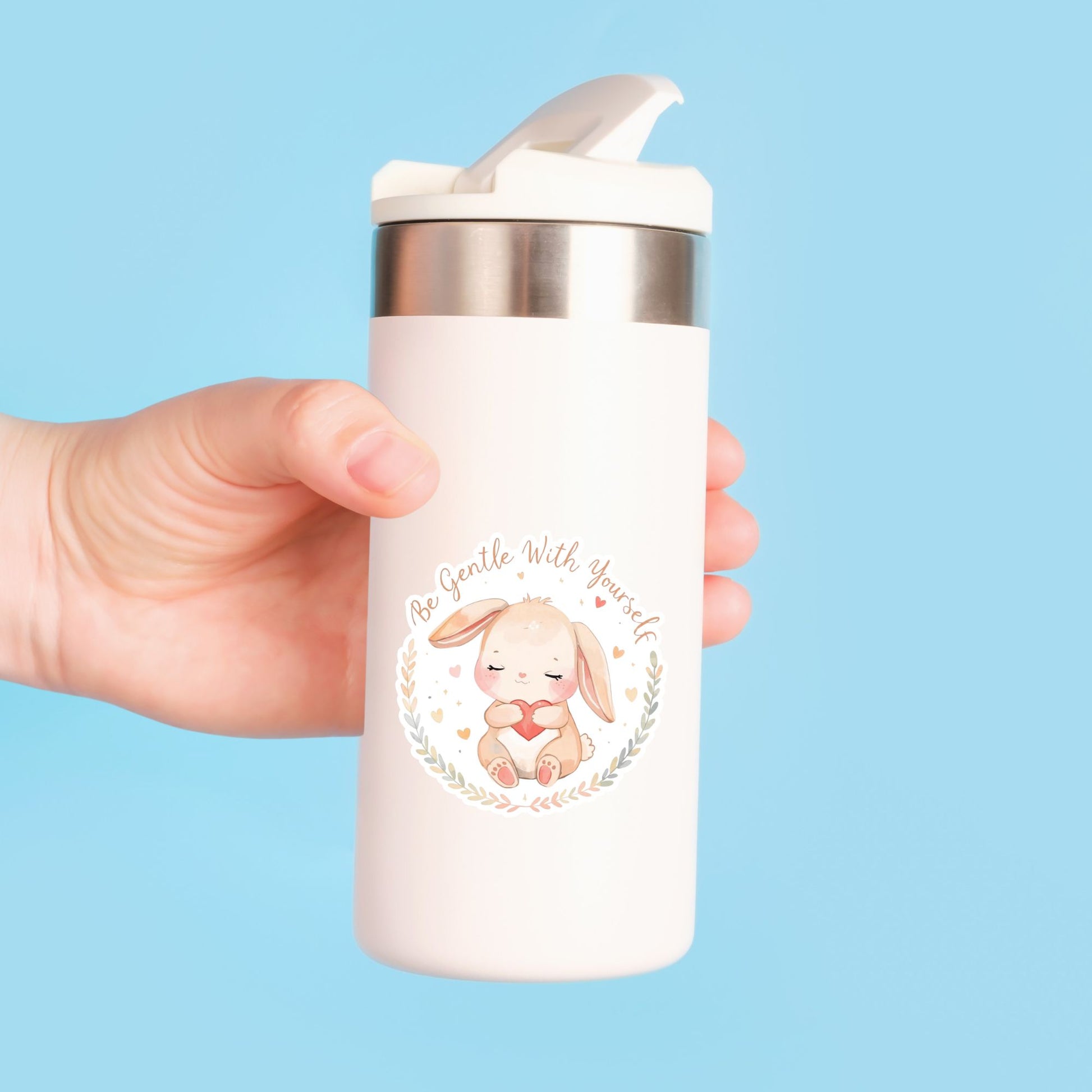 Be Gentle With Yourself Bunny | Self Care | White Vinyl | Die-Cut Sticker