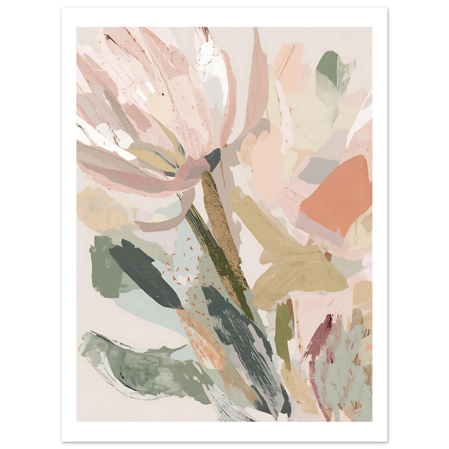 Abstract Floral Canvas Wall Art Print | Modern Minimalist Botanical Painting 45x60 cm 18x24″