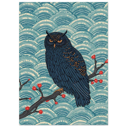 Midnight Owl Japanese Art Wall Poster 13x18 cm 5x7″
