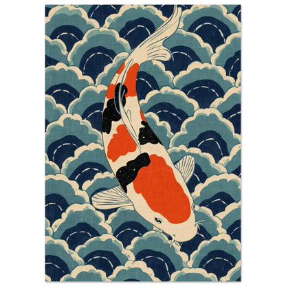 Koi Wave Japanese Art Wall Poster 21x29.7 cm 8x12"