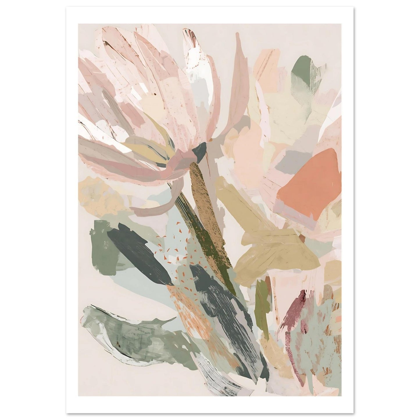 Abstract Floral Canvas Wall Art Print | Modern Minimalist Botanical Painting 21x29.7 cm 8x12"