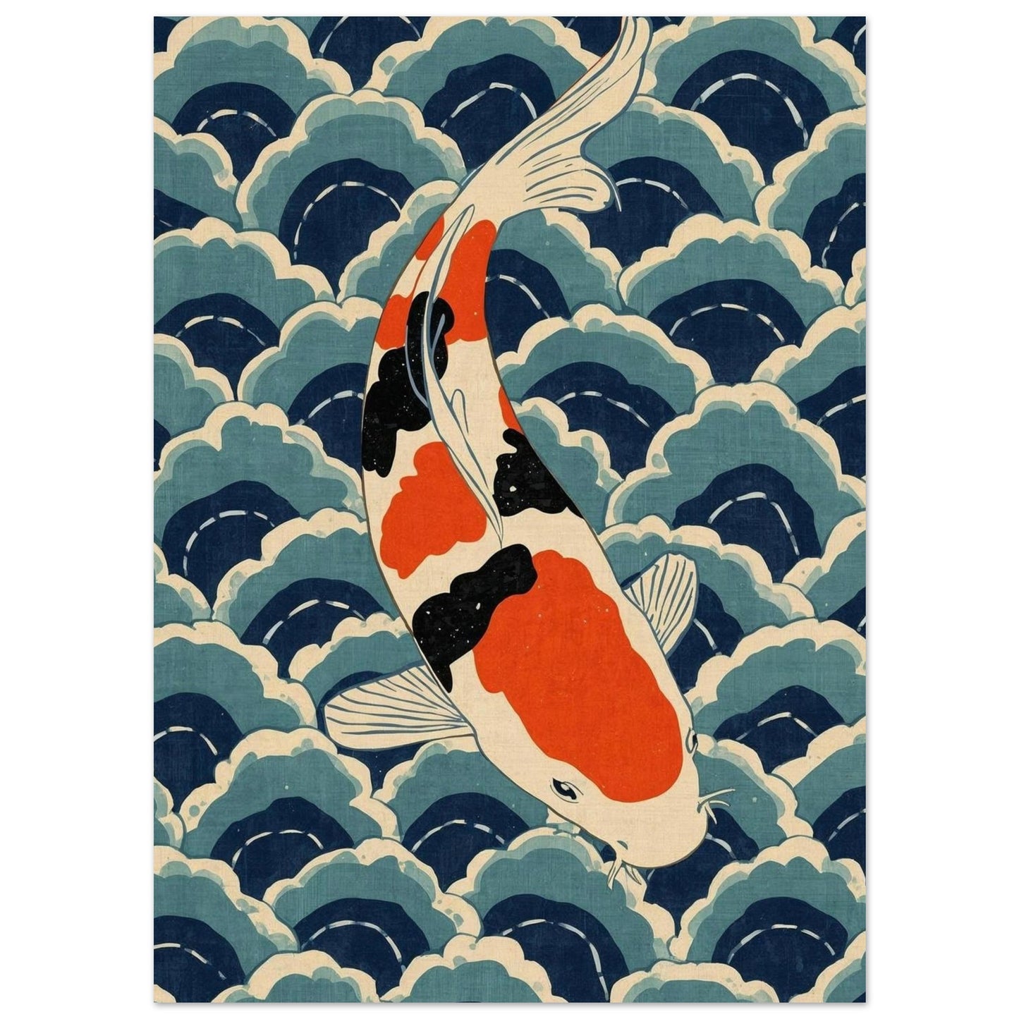 Koi Wave Japanese Art Wall Poster 13x18 cm 5x7″