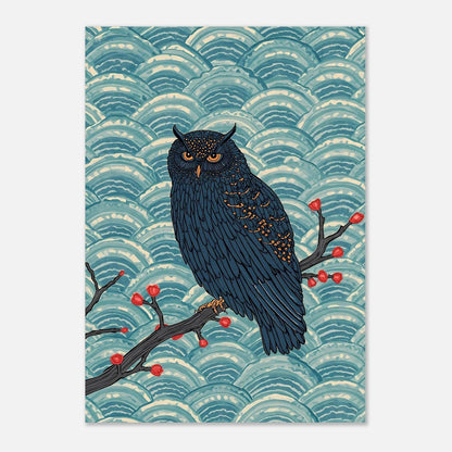 Midnight Owl Japanese Art Wall Poster