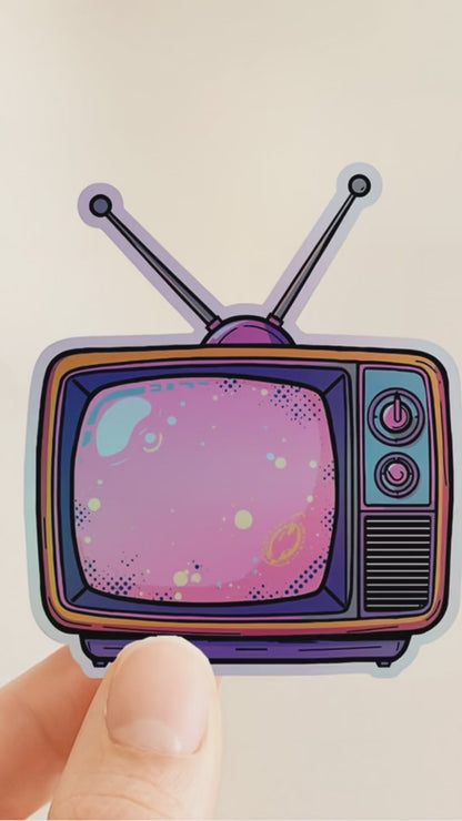 Retro TV Cosmic Rainbow | Nostalgic | Holographic Foil | Kiss-Cut Sticker