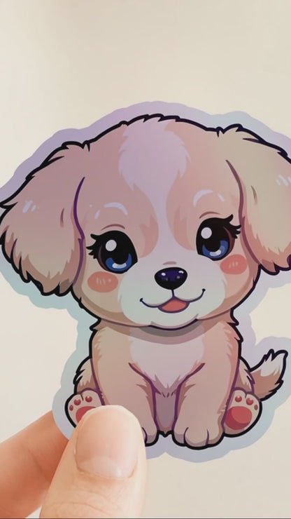Kawaii Puppy Rainbow Set | Cute Dog | Holographic Foil | Kiss-Cut Sticker